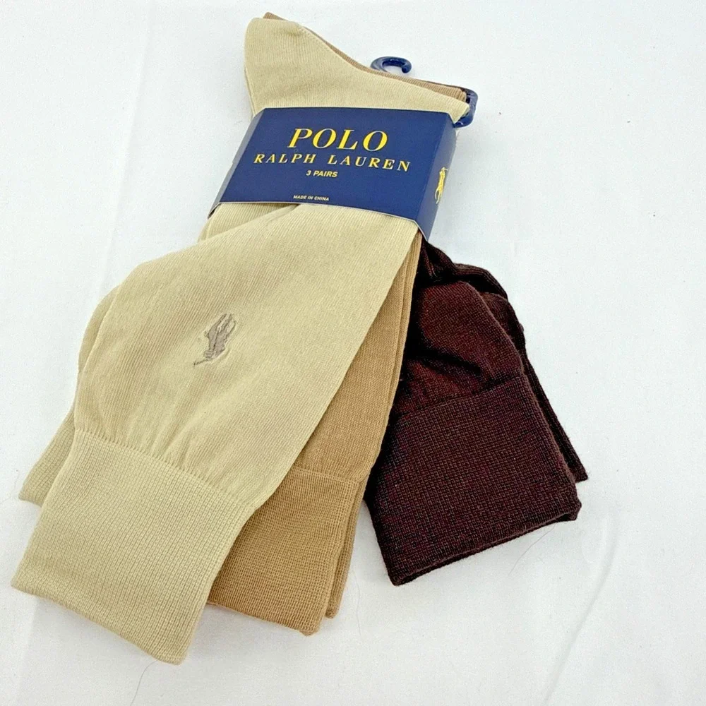 Polo Ralph Lauren Men's 3 Pack Crew Socks Size 10-13 Shoe Size 6-12.5 Business